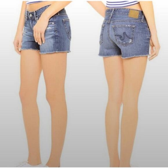 AG Adriano Goldschmied “Bonnie” Relaxed Distressed Denim Shorts Size 26 EUC - Picture 1 of 9